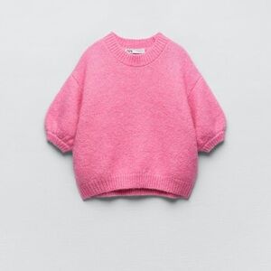 Zara Bright Pink Crew Neck Sweater